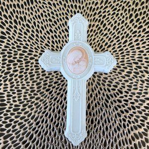Ceramic Cross w/Madonna & Child Cameo